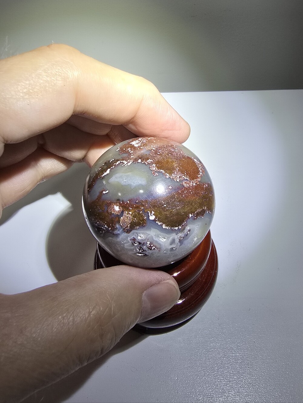 0.3 lbs Red Sardonyx Zebra Jasper Crystal Sphere 46 mm